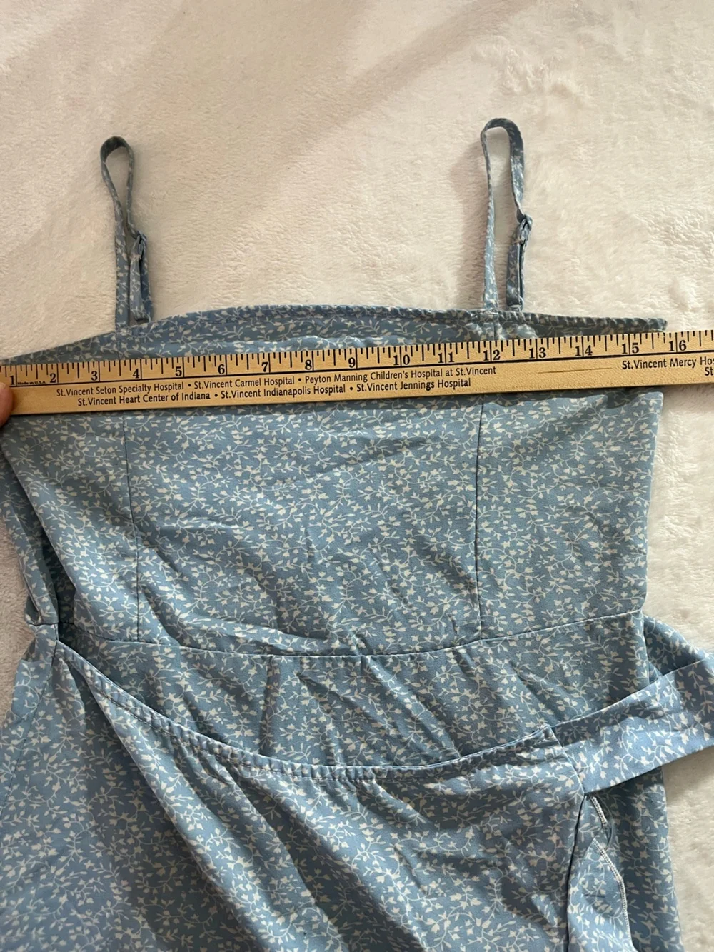 Blue Floral Tie-Waist Sundress Girls 11-12 Floral Light Blue Adjustable Straps